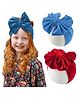 Babymoon Set Of 2 Bow Applique Detailed Headbands - Red & Blue