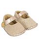Neska Moda Glittered Velcro Closure Mary Jane Ballerinas - Gold