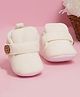 Neska Moda Floral Applique Detailed Velcro Closure Booties - Off White
