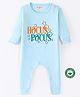 BLUSHES 100% Cotton Knit Halloween Theme Full Sleeves Hocus Pocus Text Printed Romper - Aqua Blue