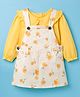 Babyhug Twill Woven Floral Printed Frock with Full Sleeves Inner Tee - White & Yellow