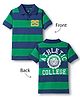 Kookie Kids Cotton Knit Half Sleeves Striped Polo T-Shirt with Front & Back Text Graphic - Multicolor