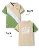 Kookie Kids Cotton Knit Half Sleeves Cut & Sew Polo T-Shirt with Front & Back Text Graphic - Multicolor