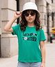 Kookie Kids Single Jersey Knit Half Sleeves T-Shirt With Lets Glow Together Text Print - Mint