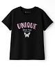 Kookie Kids Single Jersey Knit Half Sleeves T-Shirt With Unique Text Print - Black