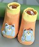 Yellow Bee Cotton Knit Baby Animal Applique Detailed Socks - Orange