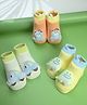 Yellow Bee Cotton Knit Pack Of 3 Car & Animals 3D Applique Detailed Socks - Multi Colour