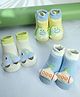 Yellow Bee Cotton Knit Pack Of 3 Baby Dinosaur & Submarine Applique Detailed Socks - Multi Colour