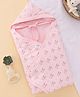 Simply Interlock Cotton Knit Hooded Rabbit Printed Towel & Wrapper L 72 x B 72 cm - Pink