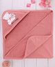 Simply Terry Knit Hooded Towel with Bear Embroidery L 80 x B 80 cm - Pink