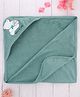 Simply Terry Knit Hooded Towel with Bear Embroidery L 80 x B 80 cm - Teal Blue