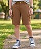Kookie Kids Cotton Woven Knee Length Solid Colour Shorts - Brown