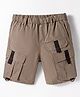 Kookie Kids Cotton Woven Knee Length Solid Colour Shorts - Light Brown