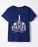 Kookie Kids Single Jersey Knit Half Sleeves T-Shirt With Paris Text Print - Navy Blue