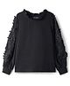 Pine Kids Woven Full Sleeves Top with Floral Embroidery - Black