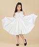 Creative Kids Satin Woven Sleeveless Bow Applique Detailed & Pearls Embellished Dress - White