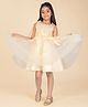 Creative Kids Satin Woven Sleeveless Floral Applique Detailed Pearls Embellished Dress - Cream