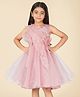 Creative Kids Satin Woven Sleeveless Floral Applique Detailed Pearls Embellished Dress - Blush Pink