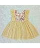Creative Kids Woven Sleeveless Floral Embroidered & Frill Detailed Dress - Yellow & Pink