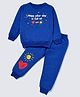 Nite Flite Cotton Knit Full Sleeves Hope Your Day is Filled With Heart Printed Night Suit Set - Royal Blue