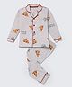 Nite Flite Cotton Knit Full Sleeves Pizza Slice Printed Coordinating Night Suit Set - Light Grey