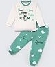 Nite Flite Cotton Knit Full Sleeves Just Flying To You Text Printed Night Suit Set - Off White