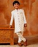 AJ Dezines Jacquard Woven Full Sleeves Ethnic Embroidered Sequins Embellished Sherwani & Pant Set - White