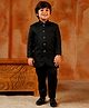 AJ Dezines Jacquard Woven Full Sleeves Textured Sherwani & Pant Set - Black