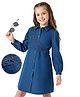 Hola Bonita Woven Full Sleeves Solid Colour Shirt Dress With Jacket - Blue