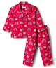 Babyhug Cotton Woven Full Sleeves Co-ord Night Suit With Teddy Bear & Unicorn Print - Red