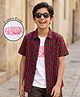 Pine Kids Cotton Woven Half Sleeves Checkered Shirt with Inner Tee - Red