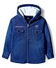 Noddy Denim Washed Full Sleeves Light Winter Hooded Anti Pilling Jacket - Denim X