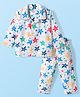 Babyhug Cotton Woven Full Sleeves Co-ord Night Suit With Star Print - White