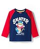Babyhug Cotton Knit Full Raglan Sleeves T-Shirt With Animal Print - Navy Blue & Red