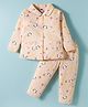 Teddy Sinker Knit Full Sleeves Co-ords Night Suit With Floral Print - Orange
