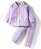 Teddy Sinker Knit Full Sleeves Striped Co-ord Night Suit With Floral & Polka Dot Print - Multicolor