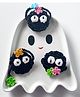 Bobbles & Scallops Halloween Theme Set Of 3 Soot Spirit Crotchet Designed Brooch -  Black