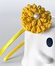 Bobbles & Scallops Floral Crochet Applique Detailed & Pearls Embellished Hair Band - Yellow
