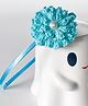 Bobbles & Scallops Floral Crochet Applique Detailed & Pearls Embellished Hair Band - Blue