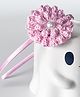 Bobbles & Scallops Floral Crochet Applique Detailed & Pearls Embellished Hair Band - Pink