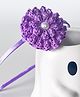 Bobbles & Scallops Floral Crochet Applique Detailed & Pearls Embellished Hair Band - Purple