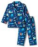 Babyhug Cotton Woven Full Sleeves Co-ord Night Suit With Sea Animal Print - Navy Blue