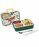 ATTRO SnackFlix Stainless Steel 3 Compartment Kids Lunch Box with Spoon - Yellow Green