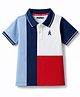 Pine Kids Cotton Knit Half Sleeves Solid Colour Polo T-Shirt  with Colour Block Design-  Red