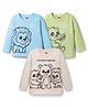 Babyhug Cotton Knit Full Sleeves T-Shirts with Animal Print Pack of 3 - Cream Light Blue & Green