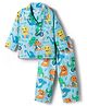 Babyhug Cotton Woven Full Sleeves Co-ord Night Suit With Dino Print - Light Blue