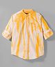 Pine Kids Cotton Woven Full Sleeves Mandarin Collar Shirt With Tie & Dye Effects - Yellow