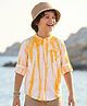 Pine Kids Cotton Woven Full Sleeves Mandarin Collar Shirt With Tie & Dye Effects - Yellow