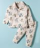 CUCUMBER Interlock Knit Full Sleeves Co-ords Night Suit With  Aeroplane Print - Cream
