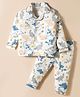 CUCUMBER Interlock Knit Full Sleeves Co-ords Night Suit with Animal Print - White